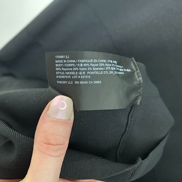 Theory Black Pointelle Dress in Stretch Knit Size L - Picture 9 of 10